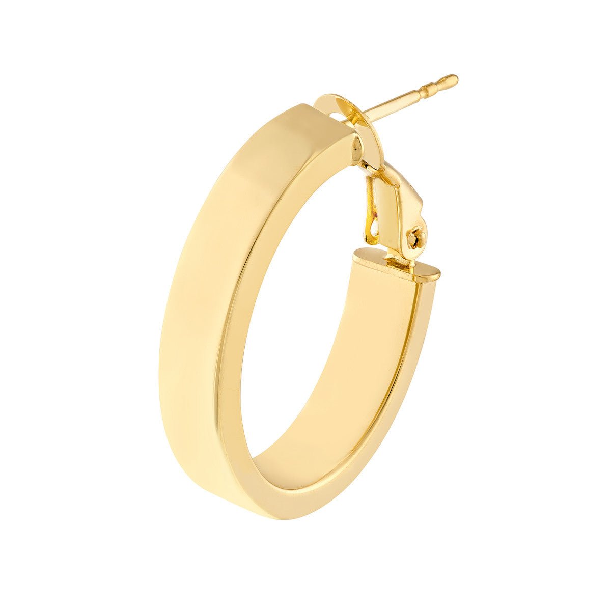 Birmingham Jewelry - 14K Yellow Gold 15.00mm Rectangle Tube Oval Hoop Earrings - Birmingham Jewelry
