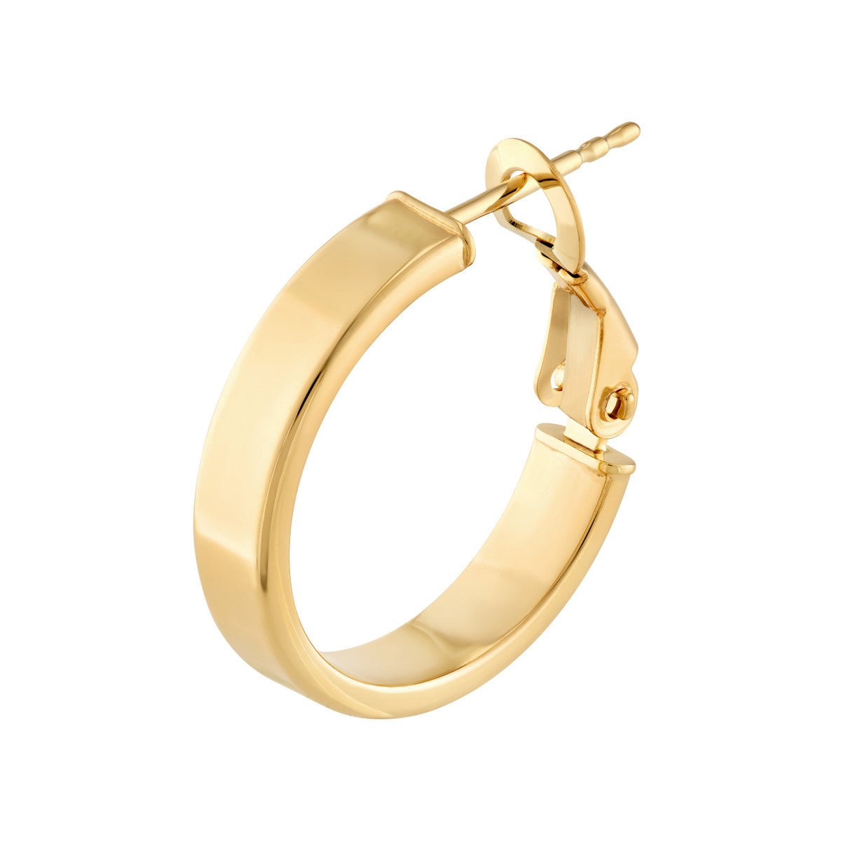 Birmingham Jewelry - 14K Yellow Gold 15.00mm Rectangle Tube Round Hoop Earrings - Birmingham Jewelry