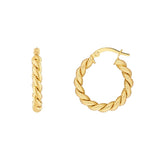 Birmingham Jewelry - 14K Yellow Gold 15.00mm Twisted Rope Hoop Earrings - Birmingham Jewelry