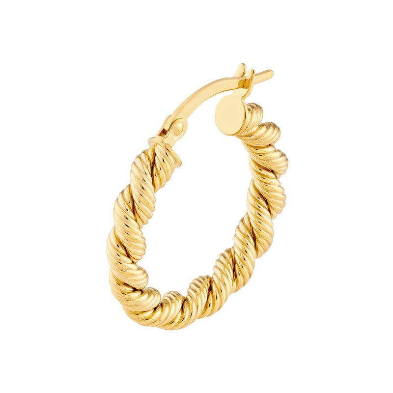 Birmingham Jewelry - 14K Yellow Gold 15.00mm Twisted Rope Hoop Earrings - Birmingham Jewelry