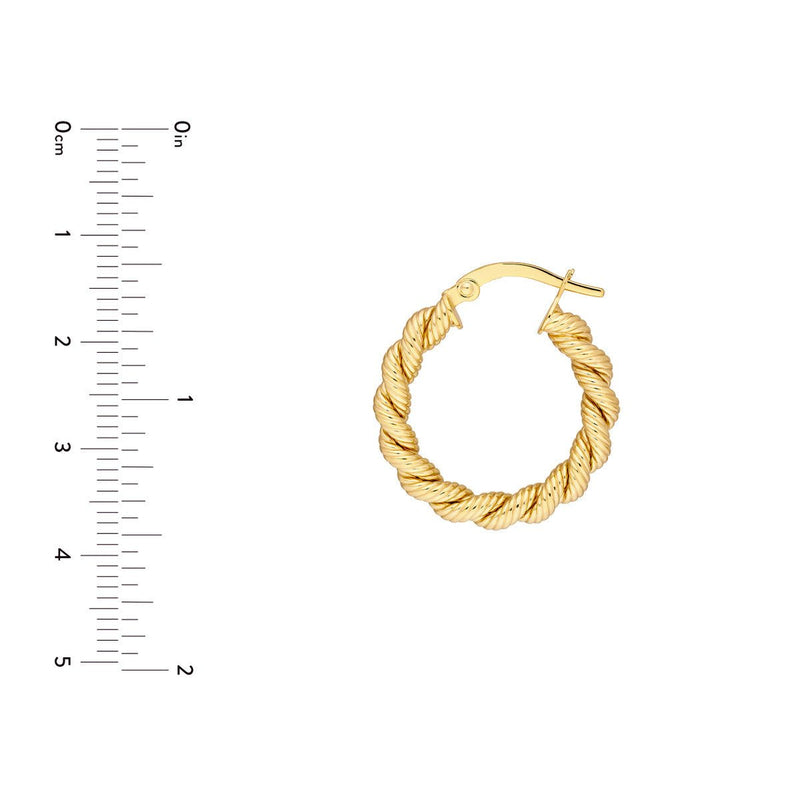 Birmingham Jewelry - 14K Yellow Gold 15.00mm Twisted Rope Hoop Earrings - Birmingham Jewelry