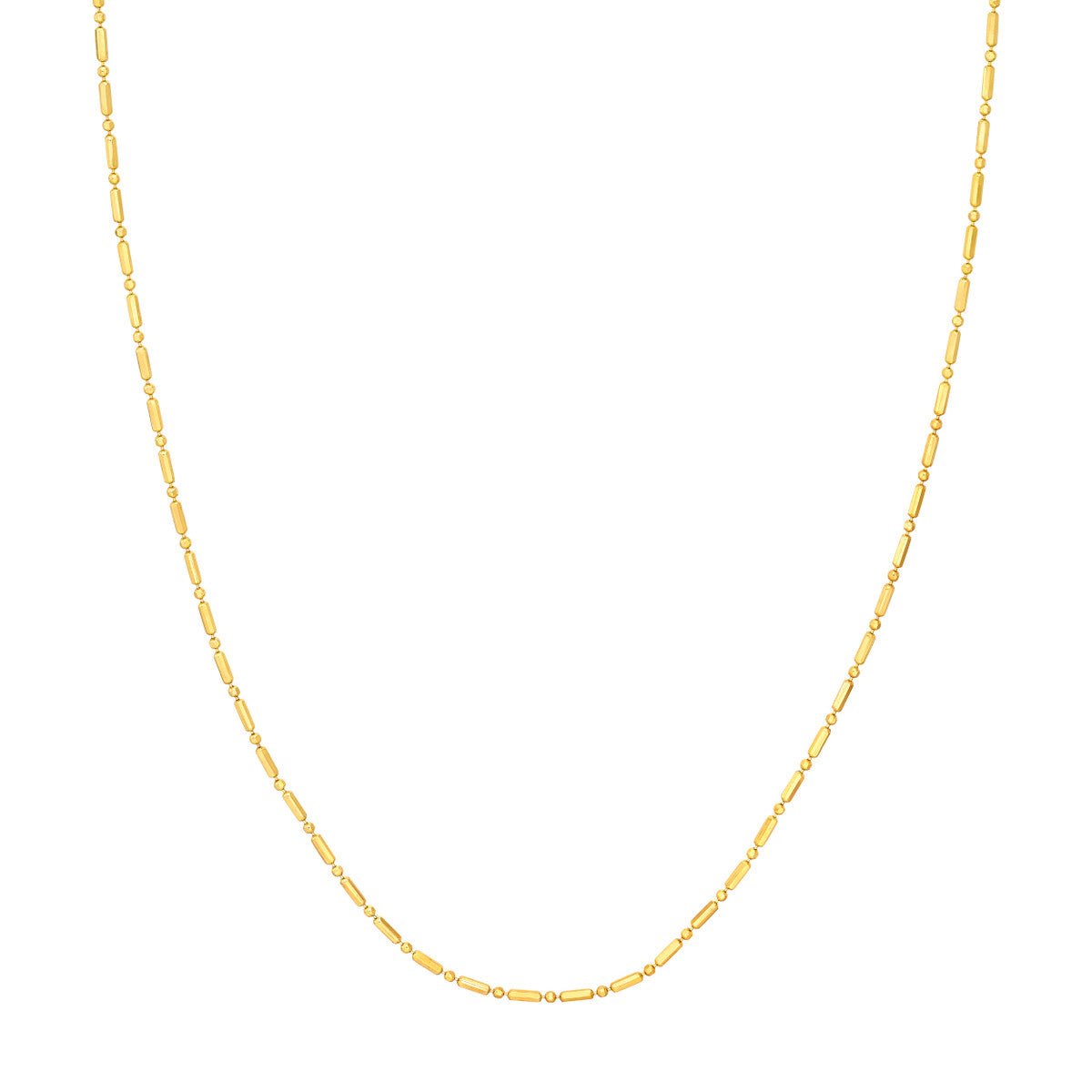 14K Yellow Gold 1.50mm Bead and Long Bar Chain