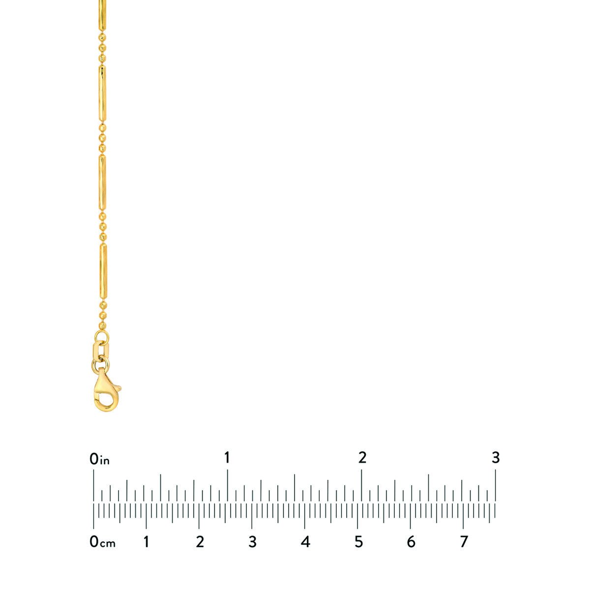 Birmingham Jewelry - 14K Yellow Gold 1.50mm D/C 3+1 Bead and Bar Chain - Birmingham Jewelry