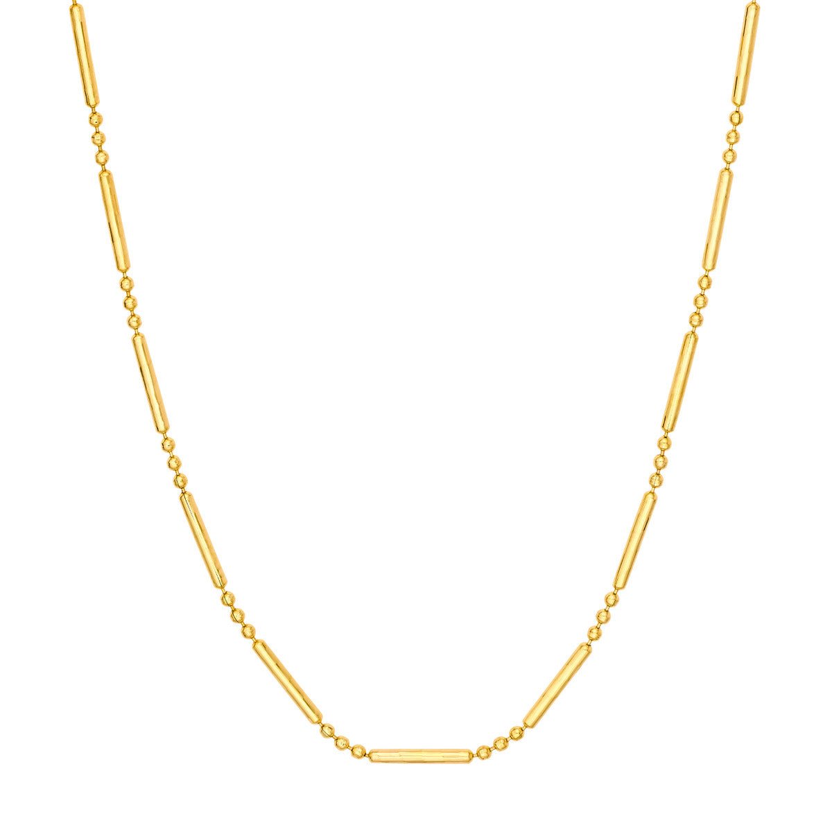 Birmingham Jewelry - 14K Yellow Gold 1.50mm D/C 3+1 Bead and Bar Chain - Birmingham Jewelry