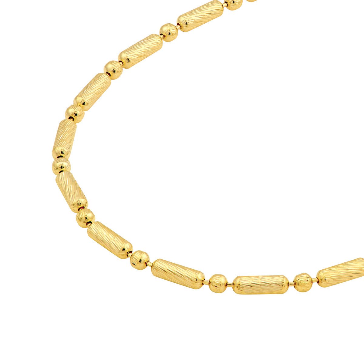 Birmingham Jewelry - 14K Yellow Gold 1.50mm D/C Bead and Long Bar Chain Necklace - Birmingham Jewelry