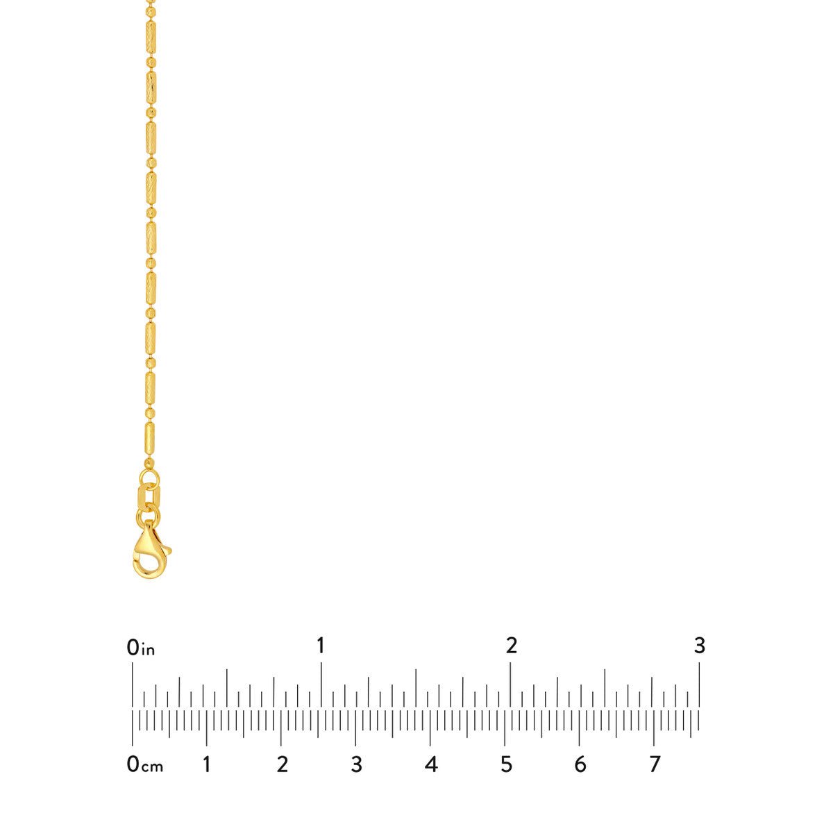 Birmingham Jewelry - 14K Yellow Gold 1.50mm D/C Bead and Long Bar Chain Necklace - Birmingham Jewelry