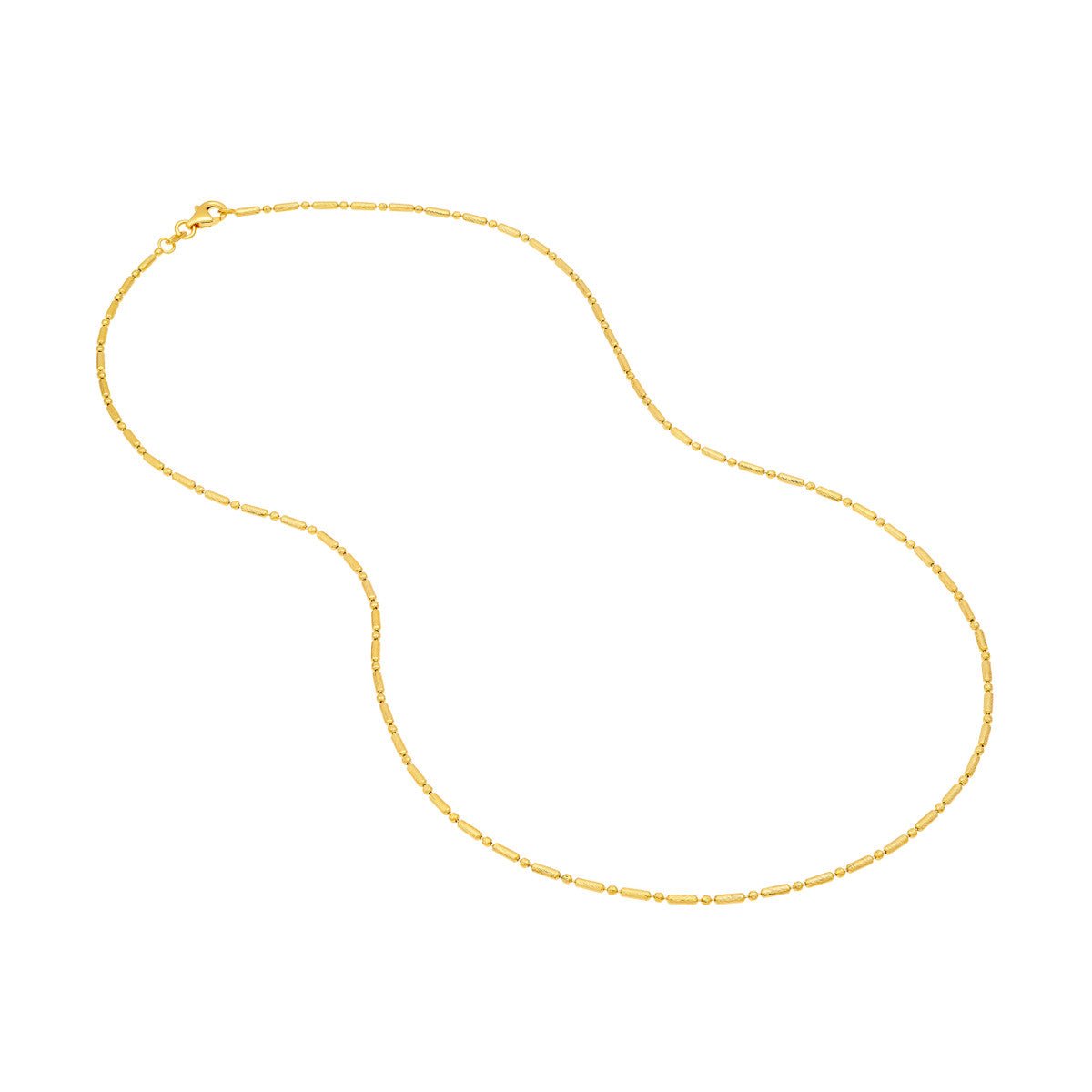 Birmingham Jewelry - 14K Yellow Gold 1.50mm D/C Bead and Long Bar Chain Necklace - Birmingham Jewelry