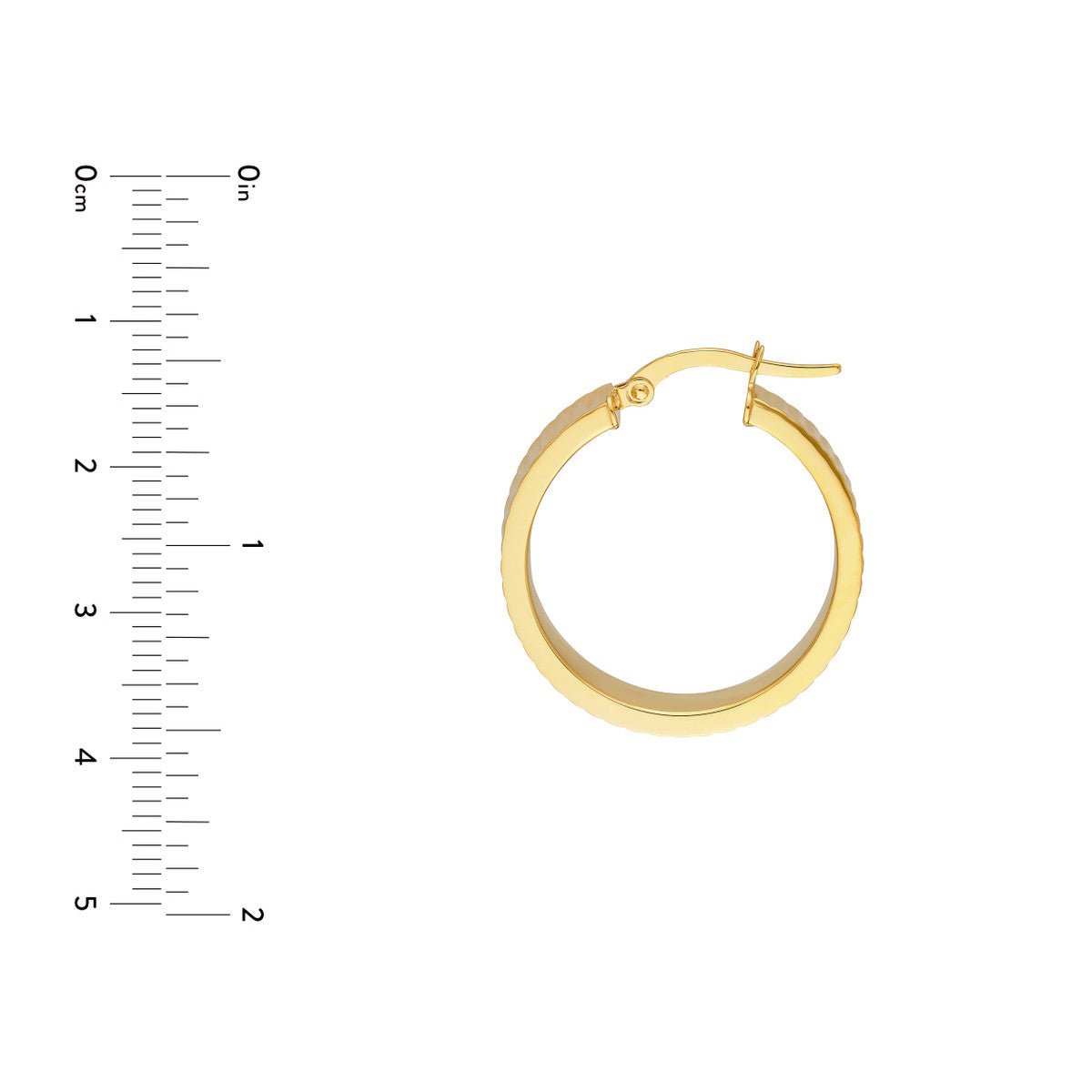 Birmingham Jewelry - 14K Yellow Gold 20.00mm Line Round Hoop Earrings - Birmingham Jewelry