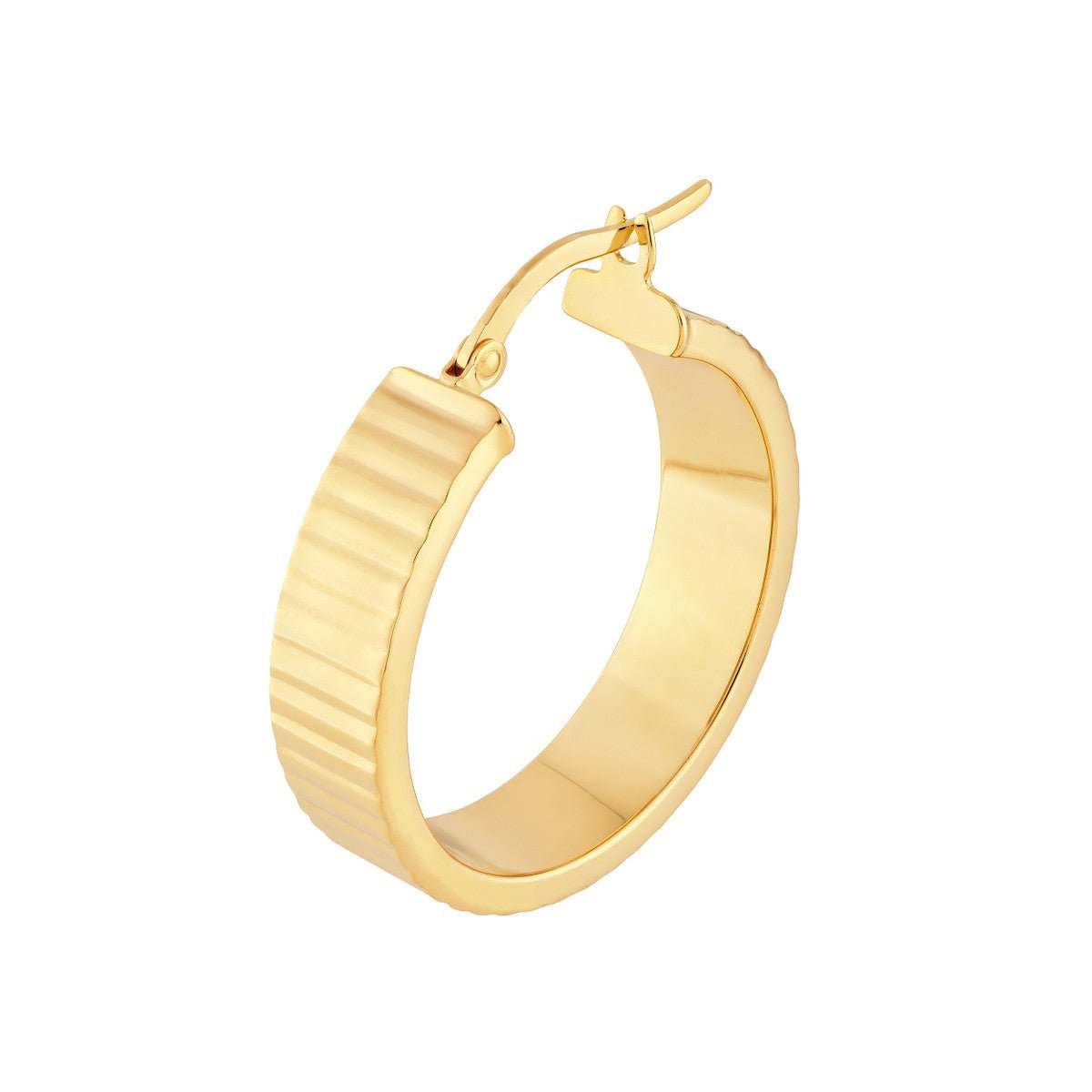 Birmingham Jewelry - 14K Yellow Gold 20.00mm Line Round Hoop Earrings - Birmingham Jewelry
