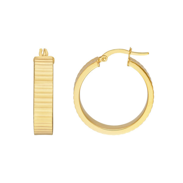 Birmingham Jewelry - 14K Yellow Gold 20.00mm Line Round Hoop Earrings - Birmingham Jewelry