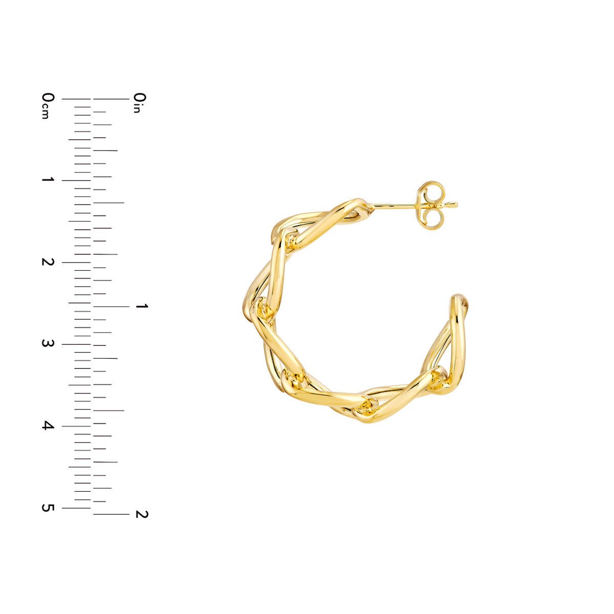 Birmingham Jewelry - 14K Yellow Gold 20.00mm Round Link Open Hoop Earrings - Birmingham Jewelry