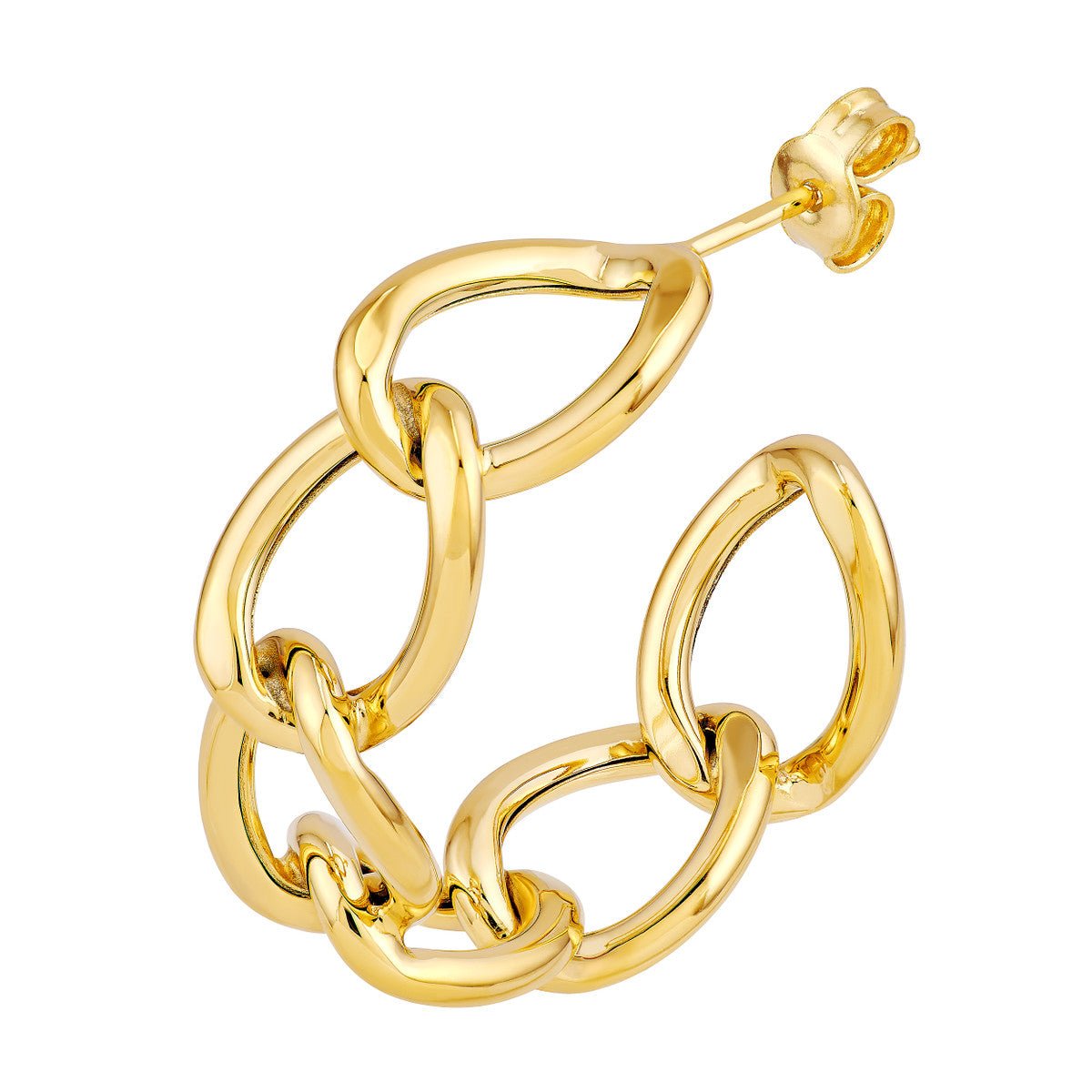 Birmingham Jewelry - 14K Yellow Gold 20.00mm Round Link Open Hoop Earrings - Birmingham Jewelry