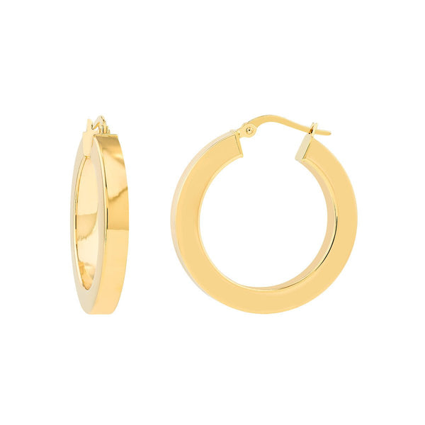 Birmingham Jewelry - 14K Yellow Gold 20.00mm Round Square Tube Hoop Earrings - Birmingham Jewelry