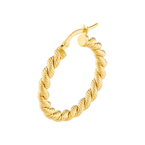 Birmingham Jewelry - 14K Yellow Gold 20.00mm Twisted Rope Hoop Earrings - Birmingham Jewelry