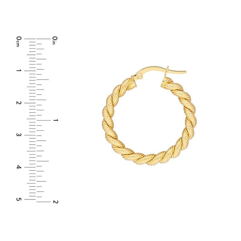 Birmingham Jewelry - 14K Yellow Gold 20.00mm Twisted Rope Hoop Earrings - Birmingham Jewelry