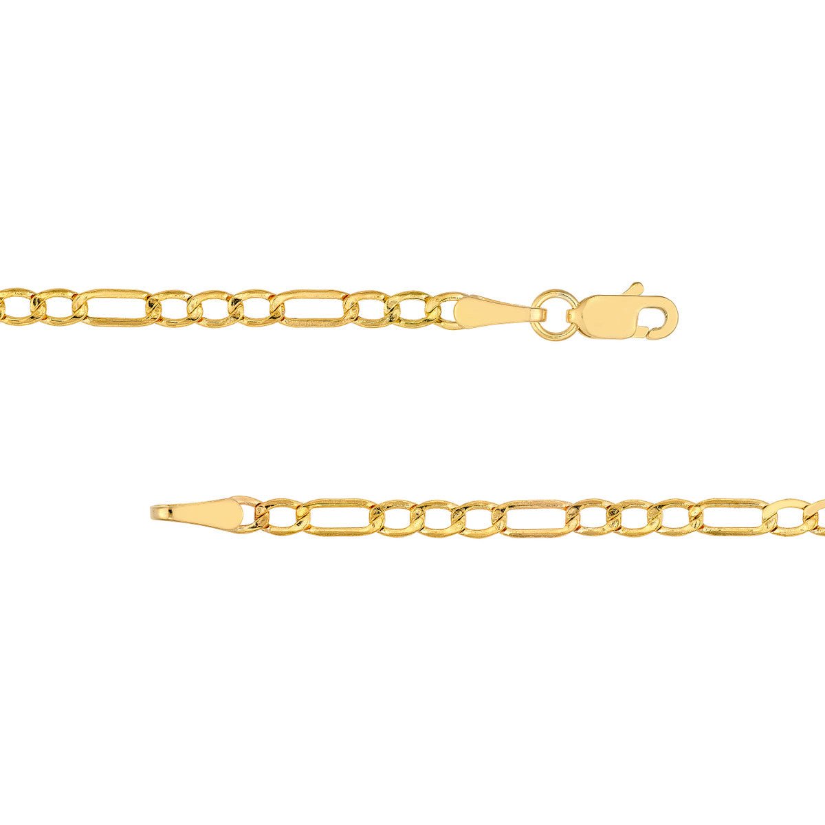 Birmingham Jewelry - 14K Yellow Gold 2.45mm Hollow Beveled Figaro Chain - Birmingham Jewelry