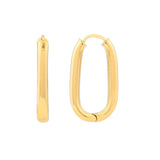 Birmingham Jewelry - 14K Yellow Gold 25.10mm Oval Round Hoop Hinged Earrings - Birmingham Jewelry