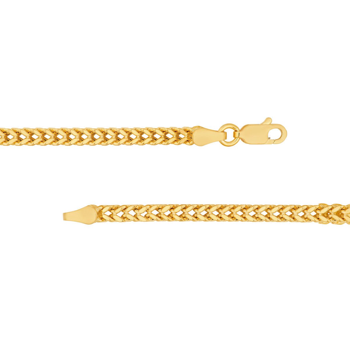 Birmingham Jewelry - 14K Yellow Gold 2.65mm Hollow Square Franco Chain - Birmingham Jewelry