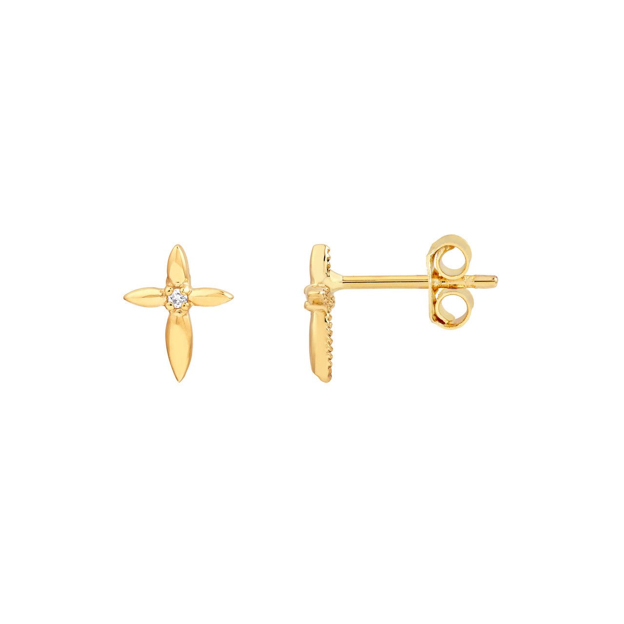 Birmingham Jewelry - 14K Yellow Gold 2pt Diamond Cross Stud Earrings - Birmingham Jewelry