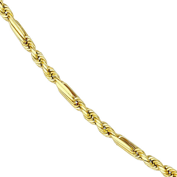 Birmingham Jewelry - 14K Yellow Gold 3.00mm D/C Hollow Figarope Milano Chain - Birmingham Jewelry