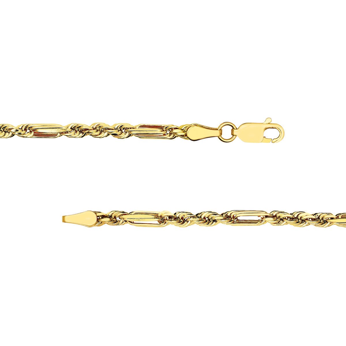 14K Yellow Gold 3.00mm D/C Hollow Figarope Milano Chain Birmingham Jewelry Gold Chain Birmingham Jewelry 