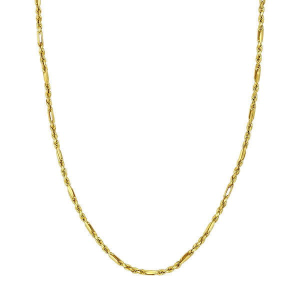 Birmingham Jewelry - 14K Yellow Gold 3.00mm D/C Hollow Figarope Milano Chain - Birmingham Jewelry