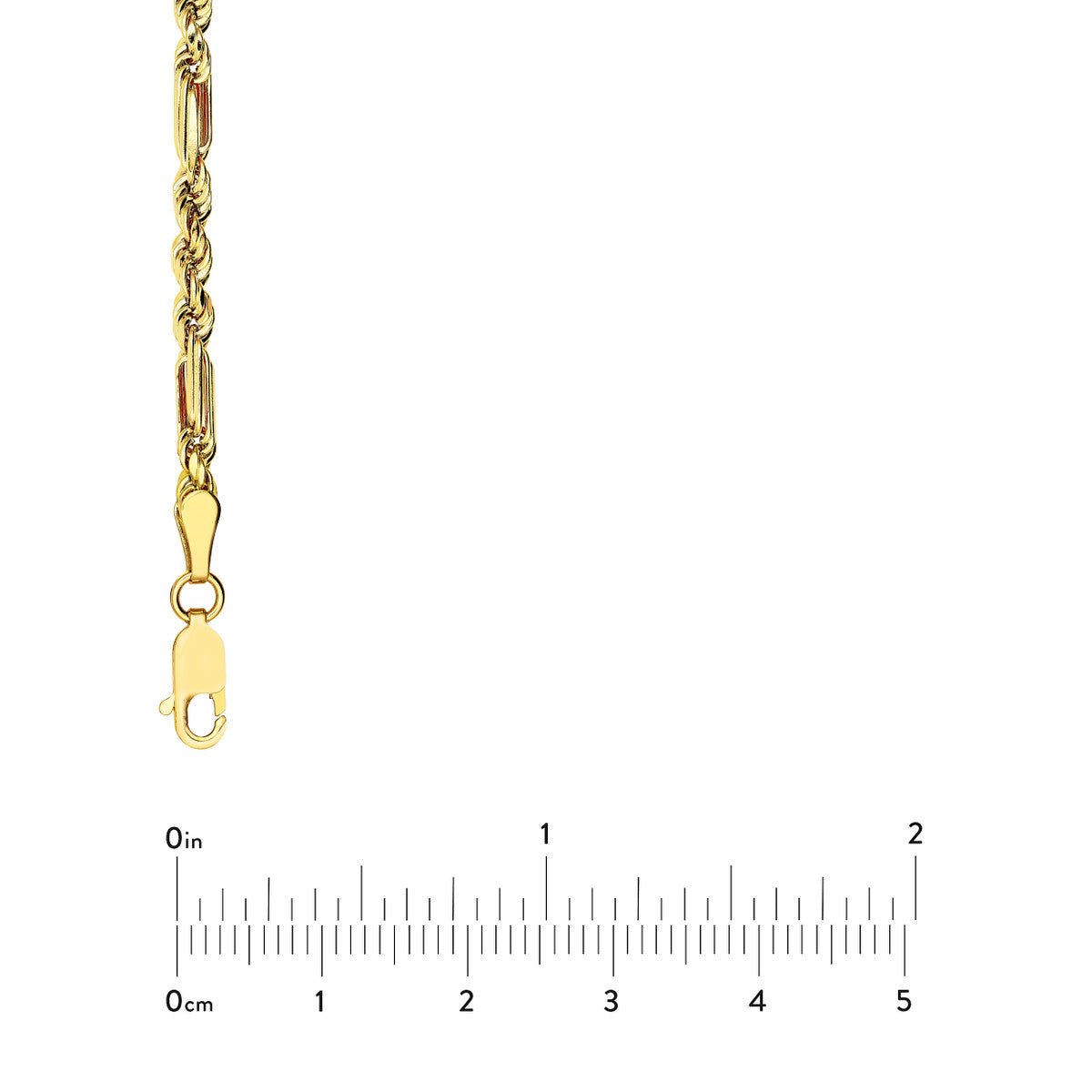 14K Yellow Gold 3.00mm D/C Hollow Figarope Milano Chain Birmingham Jewelry Gold Chain Birmingham Jewelry 