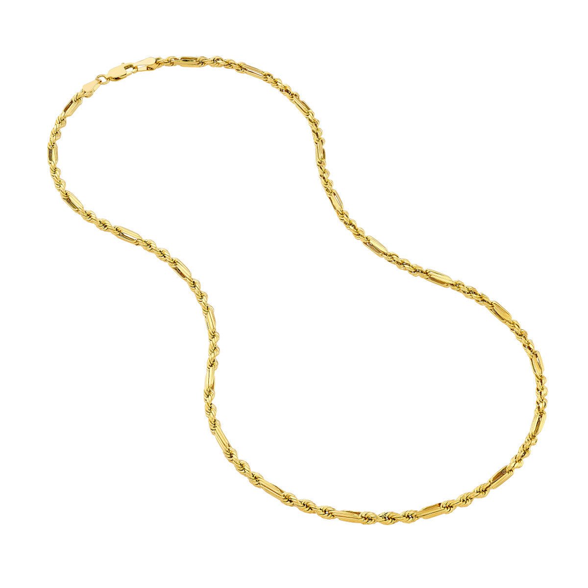 14K Yellow Gold 3.00mm D/C Hollow Figarope Milano Chain Birmingham Jewelry Gold Chain Birmingham Jewelry 