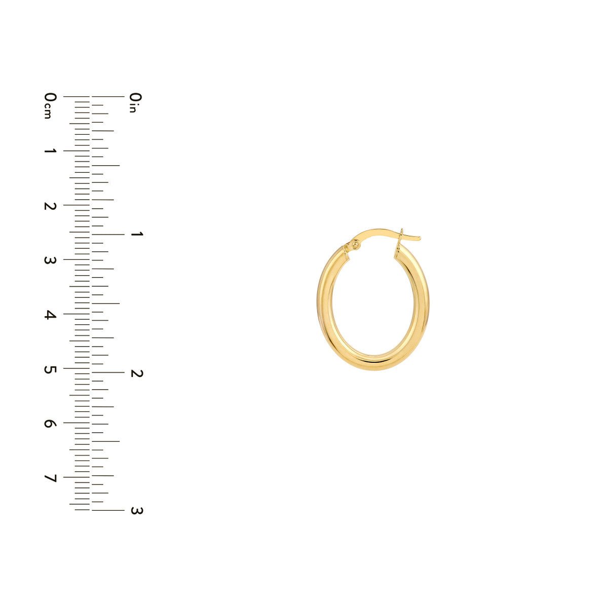 Birmingham Jewelry - 14K Yellow Gold 3.00mm Oval 20.00mm x 15.00mm Polish Tube Hoop Earrings - Birmingham Jewelry