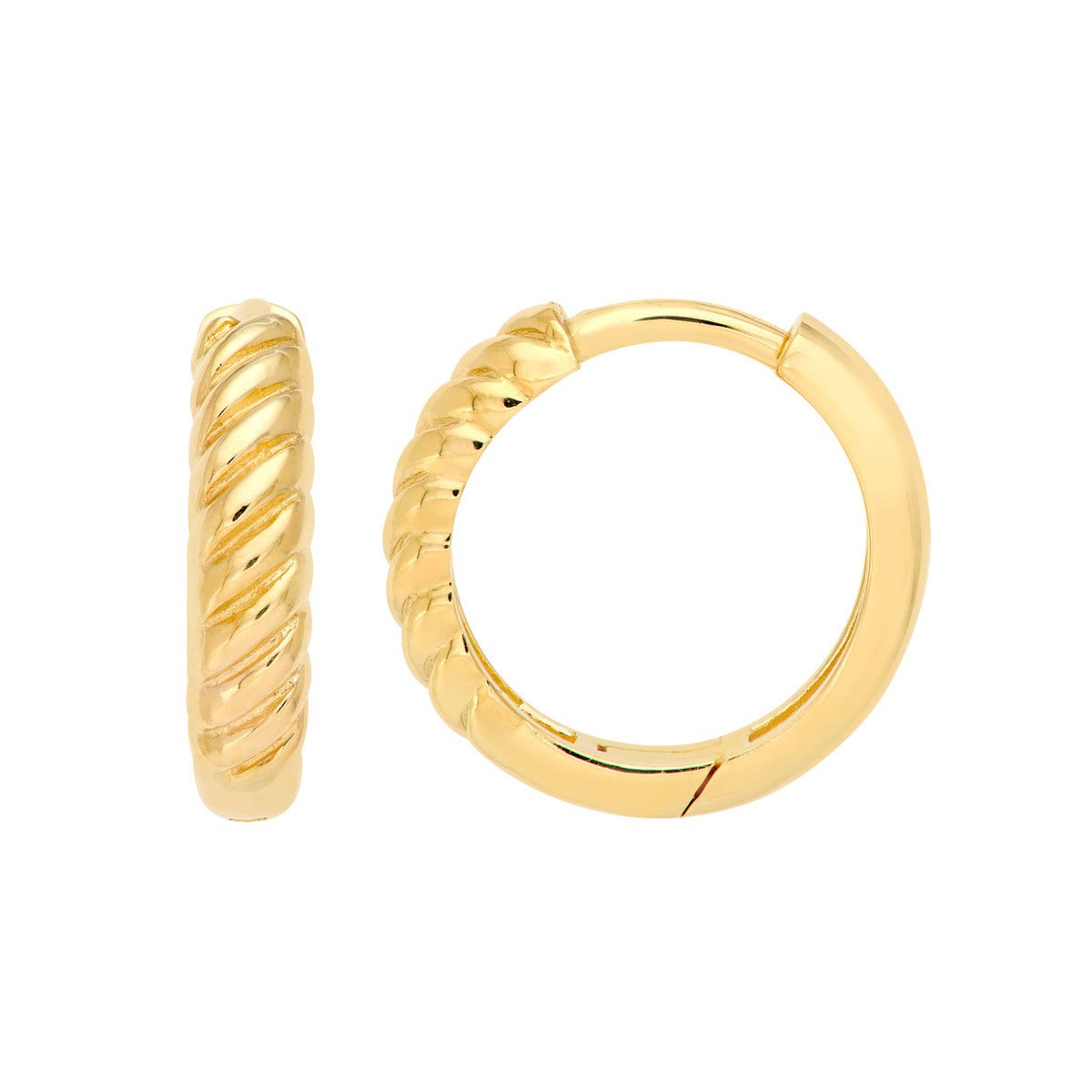 Birmingham Jewelry - 14K Yellow Gold 3.00mm x 13.00mm 1/2 Twisted Hinge Hoops - Birmingham Jewelry