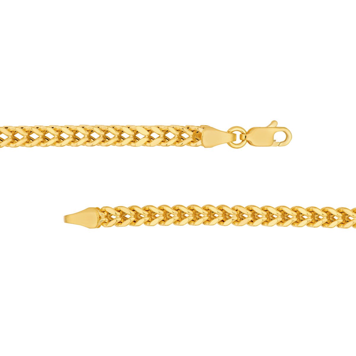 Birmingham Jewelry - 14K Yellow Gold 3.40mm Hollow Square Franco Chain - Birmingham Jewelry