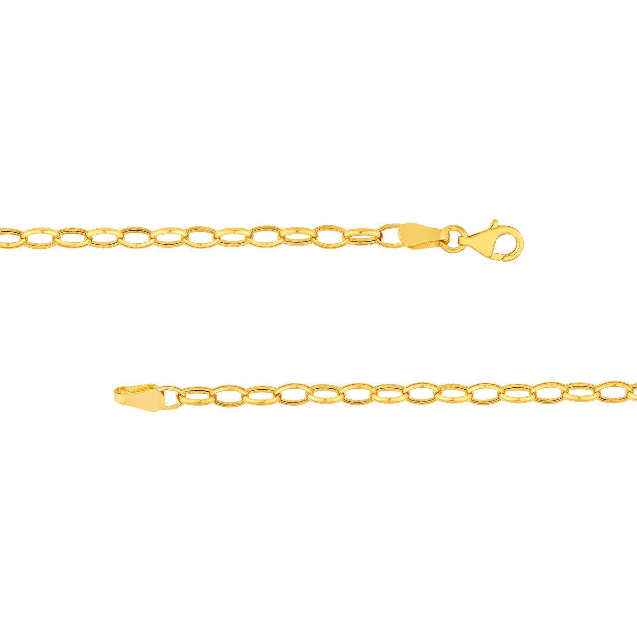 Birmingham Jewelry - 14K Yellow Gold 3.50mm Hollow Oval Rolo Chain - Birmingham Jewelry