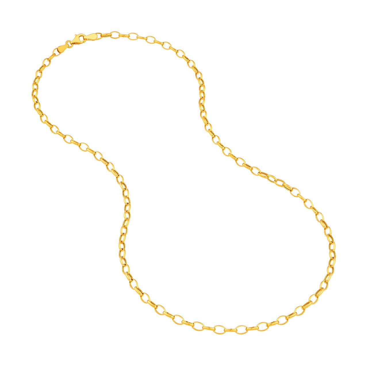 Birmingham Jewelry - 14K Yellow Gold 3.50mm Hollow Oval Rolo Chain - Birmingham Jewelry