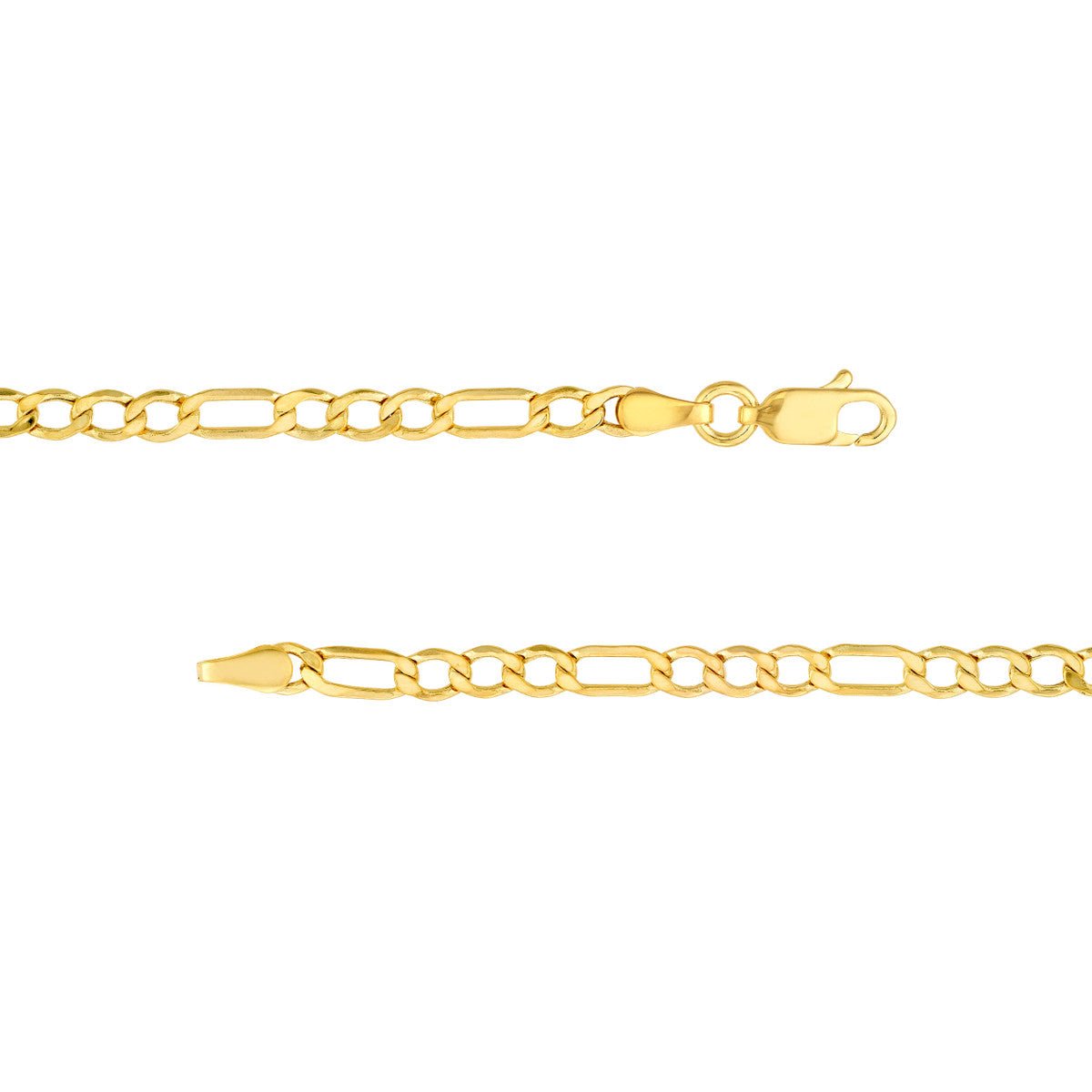 Birmingham Jewelry - 14K Yellow Gold 3.60mm Hollow D/C Figaro Chain - Birmingham Jewelry