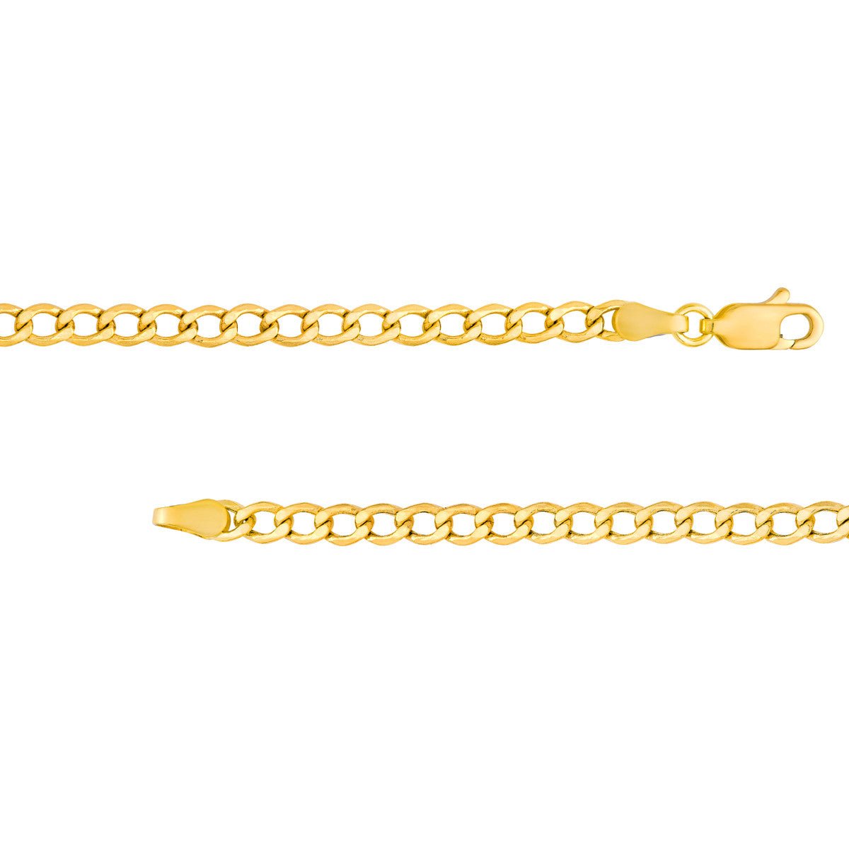 Birmingham Jewelry - 14K Yellow Gold 3.70mm Hollow D/C Curb Chain - Birmingham Jewelry