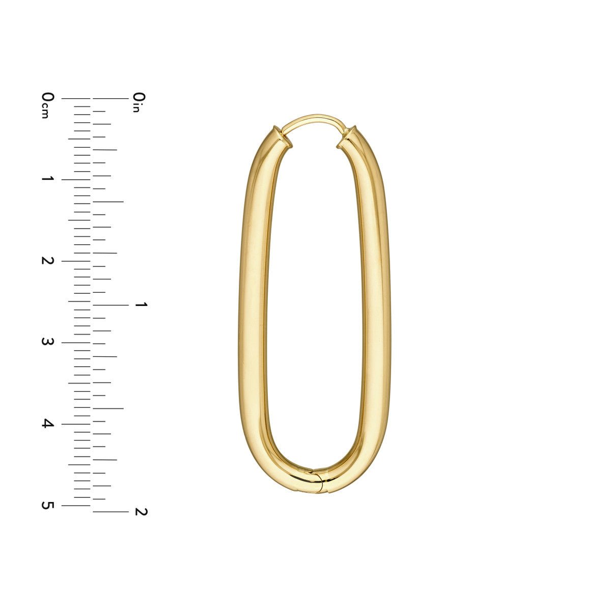 Birmingham Jewelry - 14K Yellow Gold 38.30mm Oval Round Hoop Hinged Earrings - Birmingham Jewelry