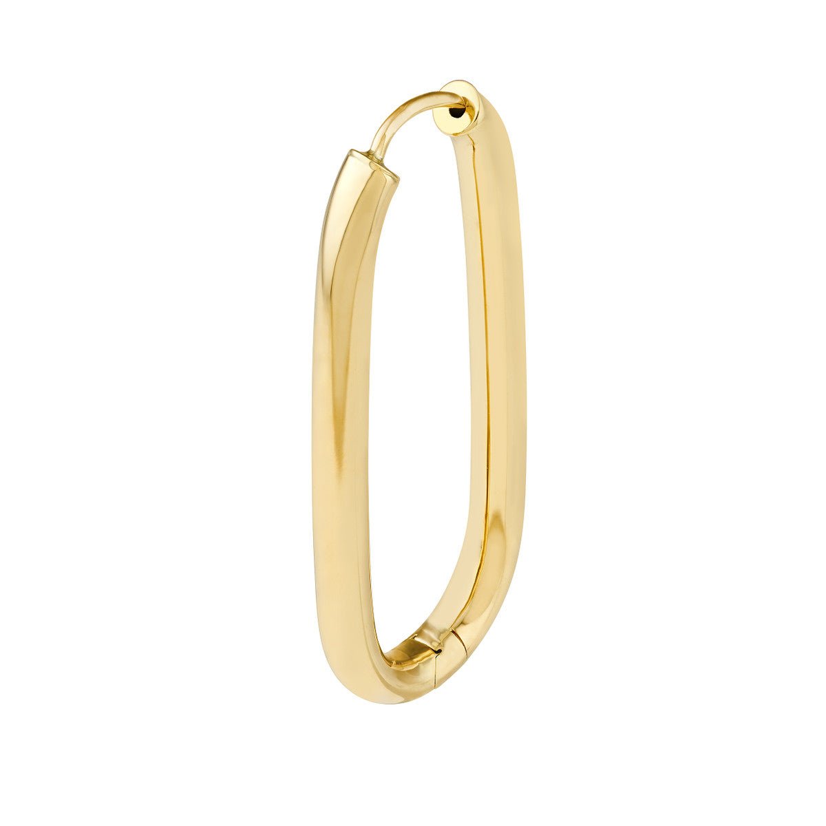 Birmingham Jewelry - 14K Yellow Gold 38.30mm Oval Round Hoop Hinged Earrings - Birmingham Jewelry