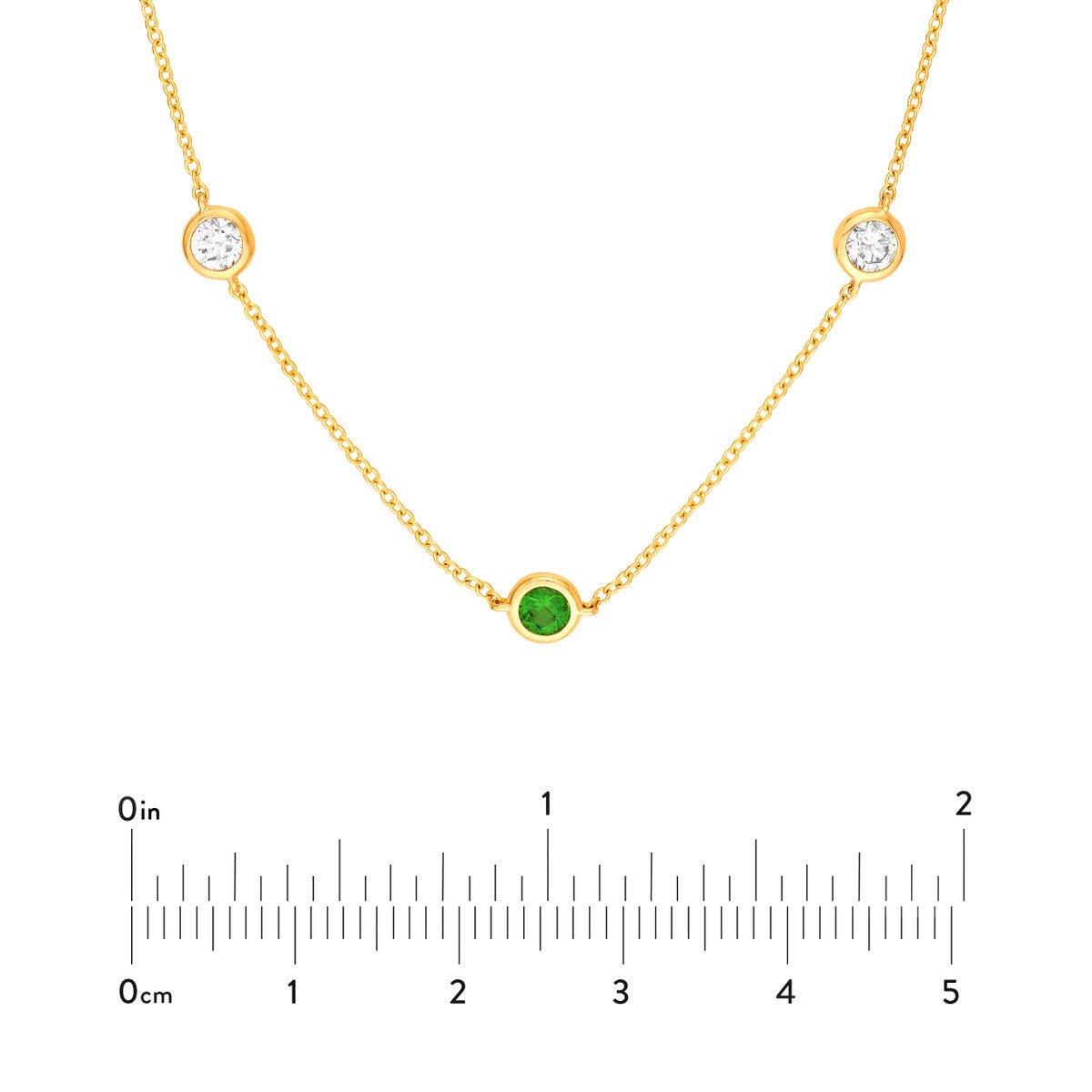 Birmingham Jewelry - 14K Yellow Gold 3/8tcw Diamond & Tsavorite Bezel Station Necklace - Birmingham Jewelry