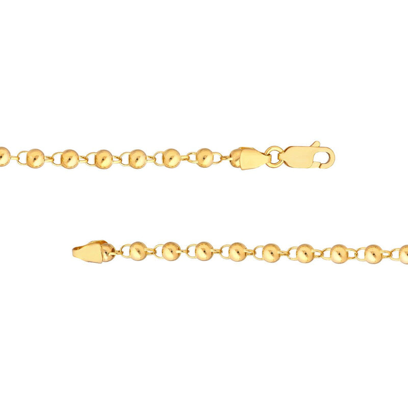 Birmingham Jewelry - 14K Yellow Gold 3.90mm Round Bead Chain - Birmingham Jewelry