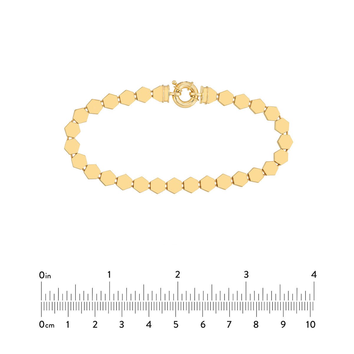 Birmingham Jewelry - 14K Yellow Gold 3D Polished Hexagonal Flat Link Bracelet - Birmingham Jewelry