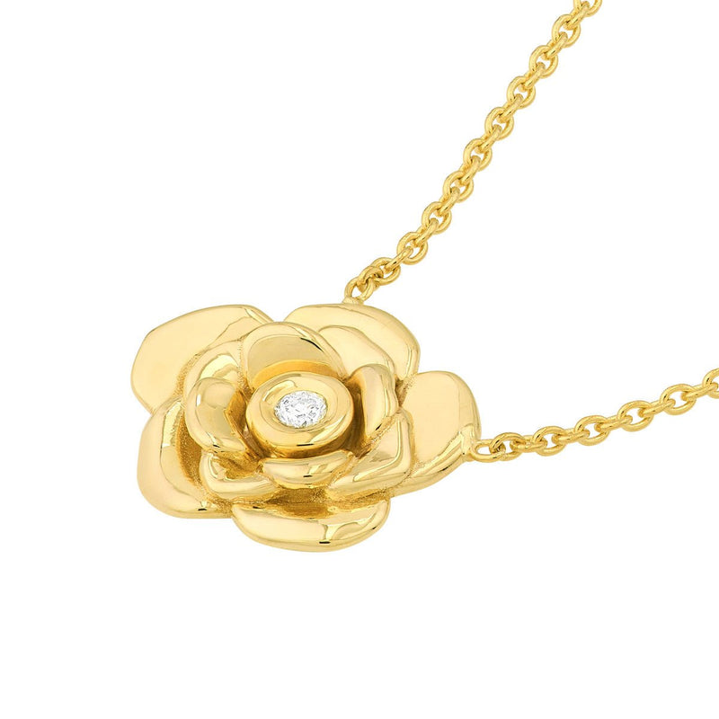 Birmingham Jewelry - 14K Yellow Gold 3D Rose Station Necklace - Birmingham Jewelry