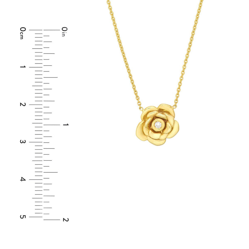 Birmingham Jewelry - 14K Yellow Gold 3D Rose Station Necklace - Birmingham Jewelry