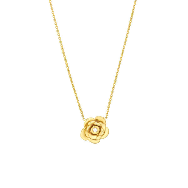 Birmingham Jewelry - 14K Yellow Gold 3D Rose Station Necklace - Birmingham Jewelry