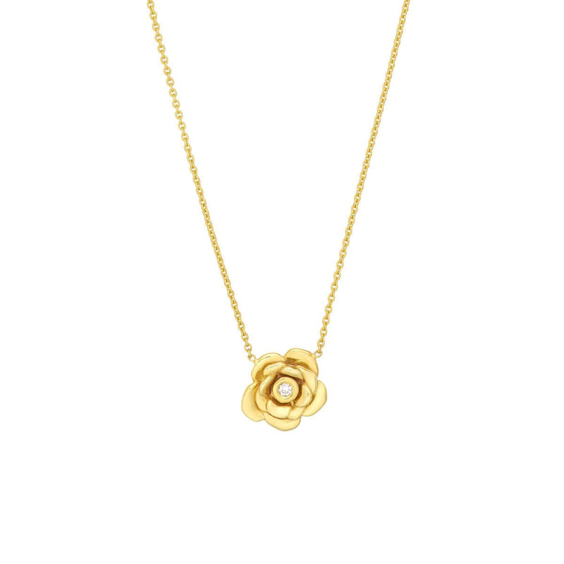 Birmingham Jewelry - 14K Yellow Gold 3D Rose Station Necklace - Birmingham Jewelry