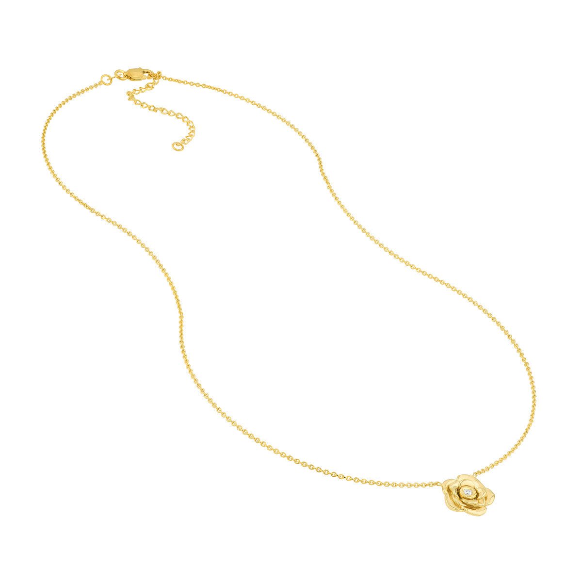 Birmingham Jewelry - 14K Yellow Gold 3D Rose Station Necklace - Birmingham Jewelry