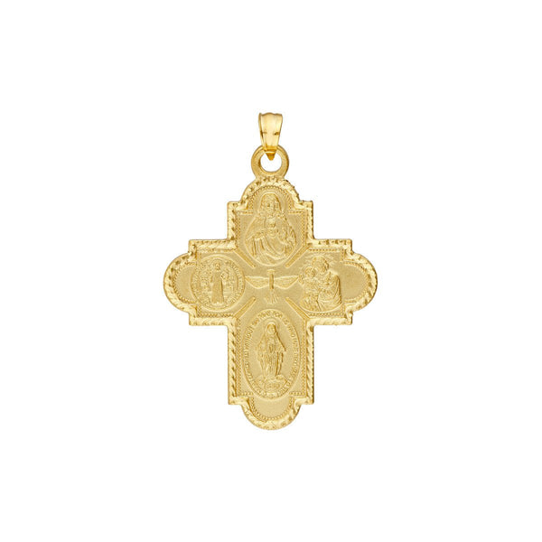 Birmingham Jewelry - 14K Yellow Gold 4 Way Double Sided Medal Cross Pendant - Birmingham Jewelry