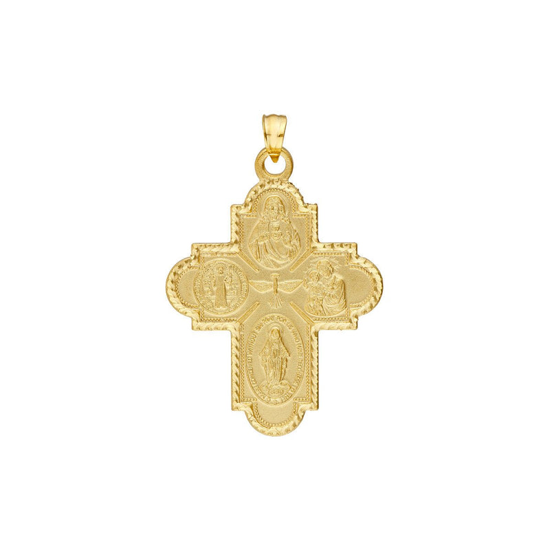 Birmingham Jewelry - 14K Yellow Gold 4 Way Double Sided Medal Cross Pendant - Birmingham Jewelry