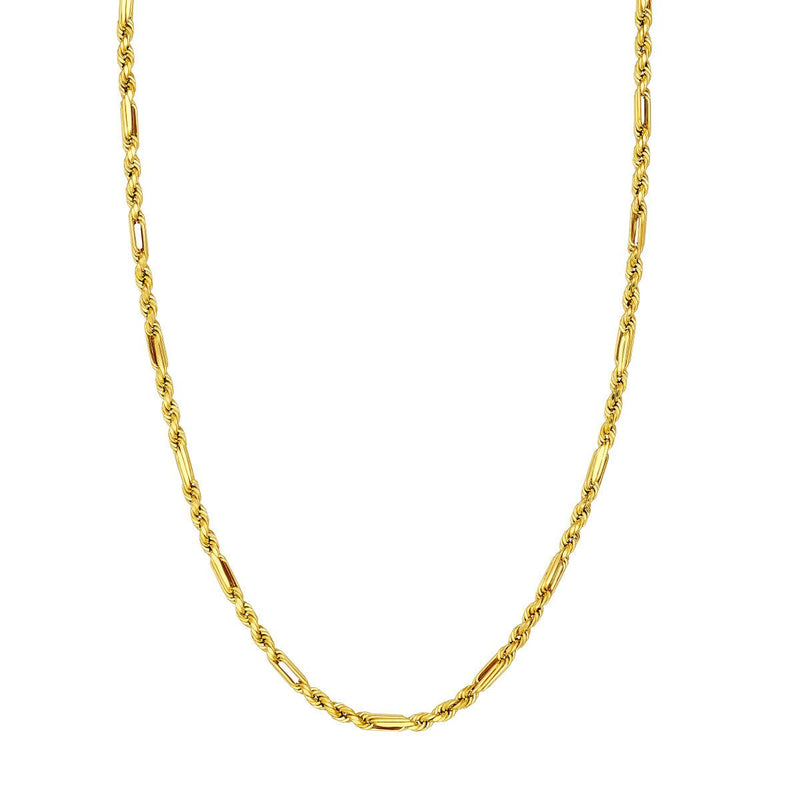 14K Yellow Gold 4.00mm D/C Hollow Figarope Milano Chain Birmingham Jewelry Gold Chain Birmingham Jewelry 