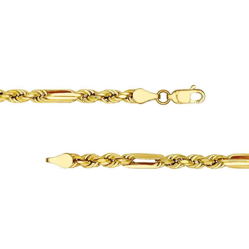 14K Yellow Gold 4.00mm D/C Hollow Figarope Milano Chain Birmingham Jewelry Gold Chain Birmingham Jewelry 