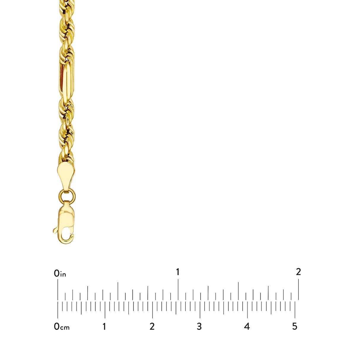 14K Yellow Gold D/C Hollow Figarope Milano Chain - Main Image